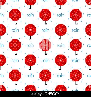 seamless pattern red umbrella. flat. vector Stock Vector
