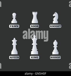 Premium Vector  Chess figures vector set. king, queen, bishop, knight or  horse, rook and pawn - standard chess pieces. strategic board game for  intellectual leisure. black and white items.