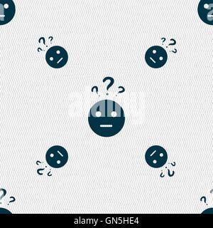 question mark and man, incomprehension icon sign. Seamless pattern with geometric texture. Vector Stock Vector