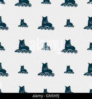 roller skate icon sign. Seamless pattern with geometric texture. Vector Stock Vector