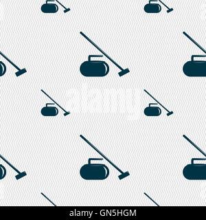 The stone for curling icon sign. Seamless pattern with geometric texture. Vector Stock Vector
