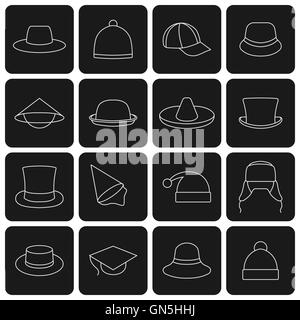Icons hats, vector illustration. Stock Vector