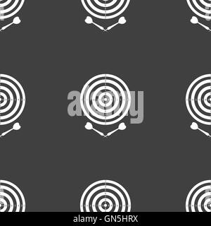 darts icon sign. Seamless pattern on a gray background. Vector Stock Vector