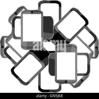 Smart phone cloud app icon set background. Vector Stock Vector