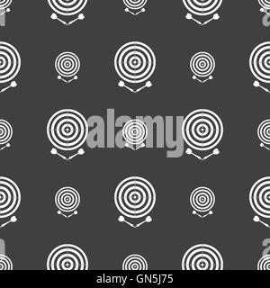 darts icon sign. Seamless pattern on a gray background. Vector Stock Vector