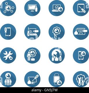 Repair Service and Maintenance Icons Set. Stock Vector