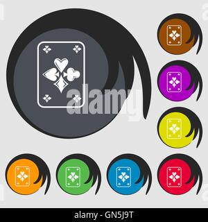 game cards icon. Symbols on eight colored buttons. Vector Stock Vector