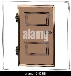 Old door icon, isolated illustration vector. Close up wooden doo Stock Vector