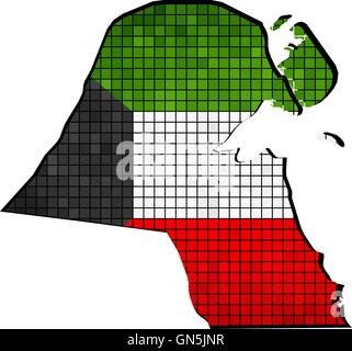 Kuwait map with flag inside Stock Vector