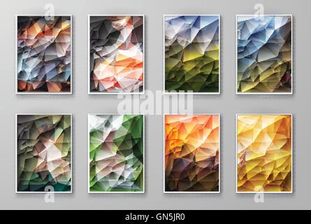 Brochure with Multicolored Polygonal Backgrounds Stock Vector