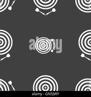 darts icon sign. Seamless pattern on a gray background. Vector Stock Vector