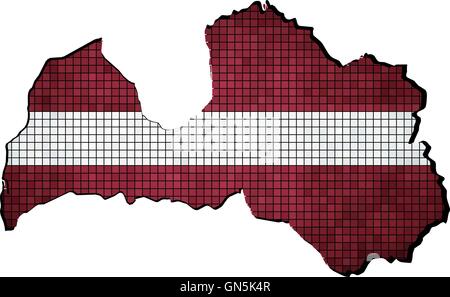 Latvia map with flag inside Stock Vector