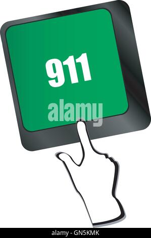 Computer keyboard keys with the 911 sign Stock Vector