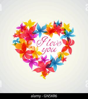 Abstract heart with flowers Stock Vector