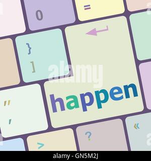 happen word on computer pc keyboard key vector illustration Stock Vector