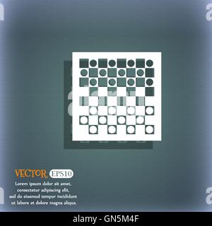 checkers board icon. On the blue-green abstract background with shadow and space for your text. Vector Stock Vector