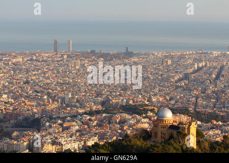 Barcelona cityscape shot from Tibidabo Stock Photo