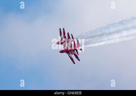 Red Arrows display maneuvers 2016 Stock Photo