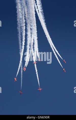 Red Arrows display maneuvers 2016 Stock Photo