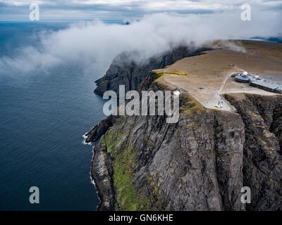 Barents Sea coast North Cape (Nordkapp) in northern Norway aerial photography. Stock Photo