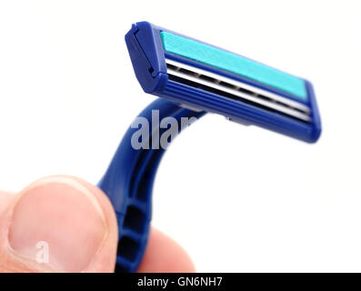 New disposable razor blade, on white background, isolated Stock Photo