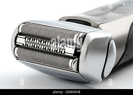 Electric shaver on white background, isolated close-up Stock Photo
