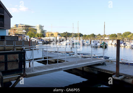 A crowded Marina in the coastal resort on the edge of the New Forest at Lymington Stock Photo