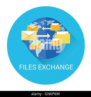 Global Files Exchange Data Share System Business Icon Stock Vector