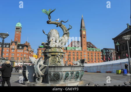 Copenhagen City Hall Square, Copenhagen, Denmark Stock Photo