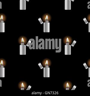 Grey Lighter Seamless Pattern on Black Stock Vector