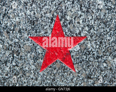 Red star depicted on the Soviet War Memorial at the Town Cemetery in Roudnice nad Labem in Central Bohemia, Czech Republic. Stock Photo