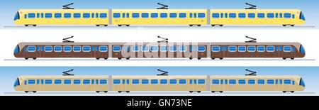 Side view of Tram car or trolley car flat design Vector Illustration Stock Vector