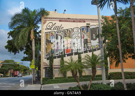 WELCOME TO LITTLE HAVANA SIGN MURAL (©UNATTRIBUTED)  EIGHTH STREET LITTLE HAVANA NEIGHBORHOOD MIAMI FLORIDA Stock Photo