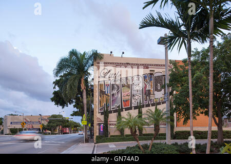 WELCOME TO LITTLE HAVANA SIGN MURAL (©UNATTRIBUTED)  EIGHTH STREET LITTLE HAVANA NEIGHBORHOOD MIAMI FLORIDA Stock Photo