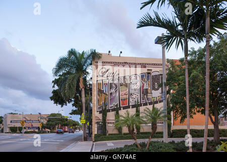 WELCOME TO LITTLE HAVANA SIGN MURAL (©UNATTRIBUTED)  EIGHTH STREET LITTLE HAVANA NEIGHBORHOOD MIAMI FLORIDA Stock Photo