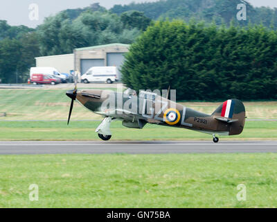 Hawker Hurricane Plane Landing With Green Grass Foreground, At 