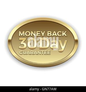 Golden 30 day money back guarantee badge Stock Vector