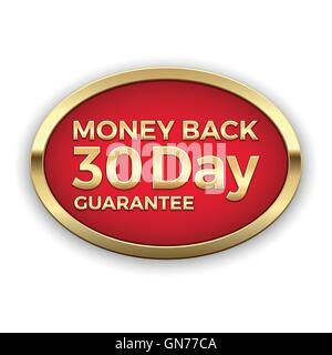 30 day money back guarantee badge in golden frame Stock Vector