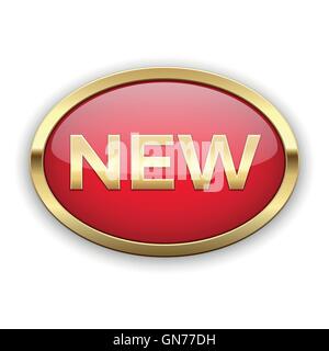 New badge in golden frame Stock Vector