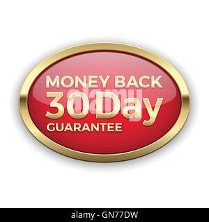 30 day money back guarantee badge in golden frame Stock Vector