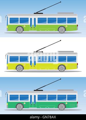 Side view of Eletric bus or Trolley bus Vector Illustration Stock Vector