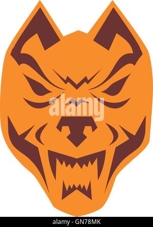Illustration of a wolf head angry set on isolated white background done in retro style. Stock Vector
