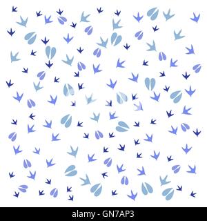 Nice picture of  traces of birds and animals on a white background Stock Vector