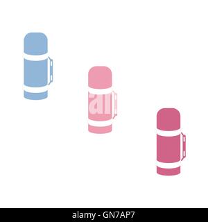 Stylized icon of a colored thermoses on a white background Stock Vector