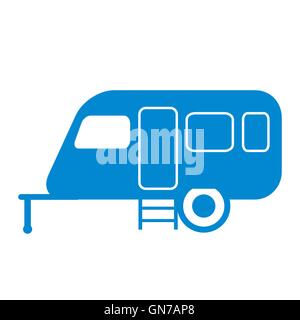 Stylized icon of a colored caravan on a white background Stock Vector