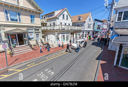 People walking on Commercial Street looking in stores in Provincetown, Cape Cod, Mass. Stock Photo