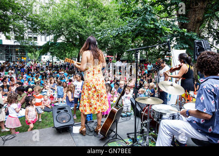 New York City,NY NYC,Manhattan,Madison Square Park,Farragut Lawn,garden,concert for kids,interactive music series,Hispanic Latin Latino ethnic immigra Stock Photo
