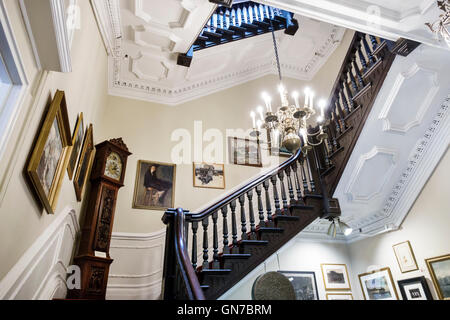 New York City,NY NYC Manhattan,Greenwich Village,Salmagundi Art Club,1871,fine arts center,Irad Hawley House,historical landmark,main hallway,staircas Stock Photo