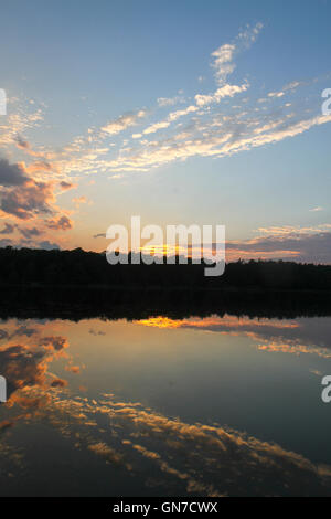 Sunset at Pickerel Point, Promised Land State Park, Pennsylvania Stock Photo