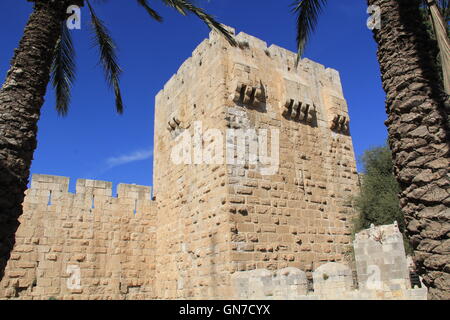 Outside wall of The Tower of David or the Jerusalem Citadel - Israel Stock Photo